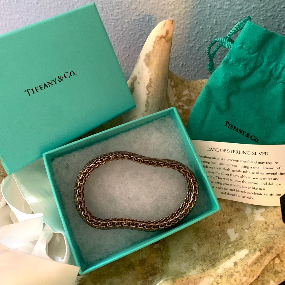 Tiffany & Co Somerset 925 mesh bracelet with original box and pouch.
